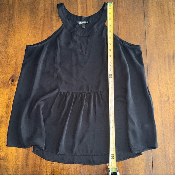 Express Women Sleeveless Top Shirt Small Black High Keyhole Neck Pleated Front S - Picture 9 of 9